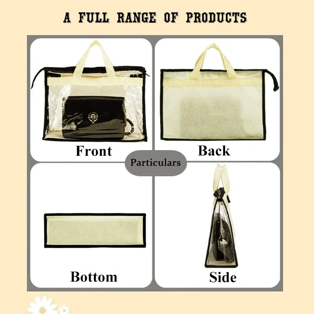 fazhongfa 2PCS Dust Bags for Handbags Clear Purse Storage Organizer Non-Woven Hanging Bag Closet with Zipper and Handle (Medium, Cream Color)
