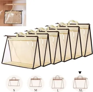 fazhongfa 6PCS Dust Bags for Handbags Clear Purse Storage Organizer Non-Woven Hanging Bag Closet with Zipper and Handle (XL Cream Color)