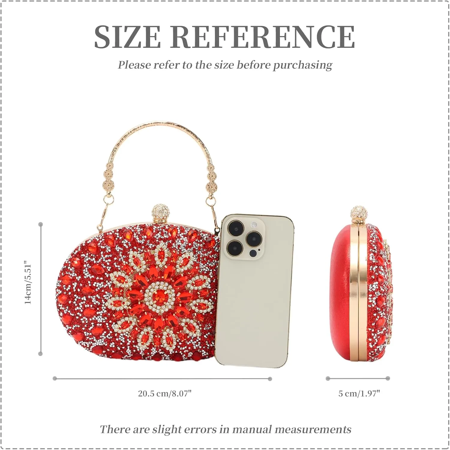 Fecialy Clutch Purses for Women Evening Bag Crystal Handbag Luxury Rhinestone Clutch for Wedding Party