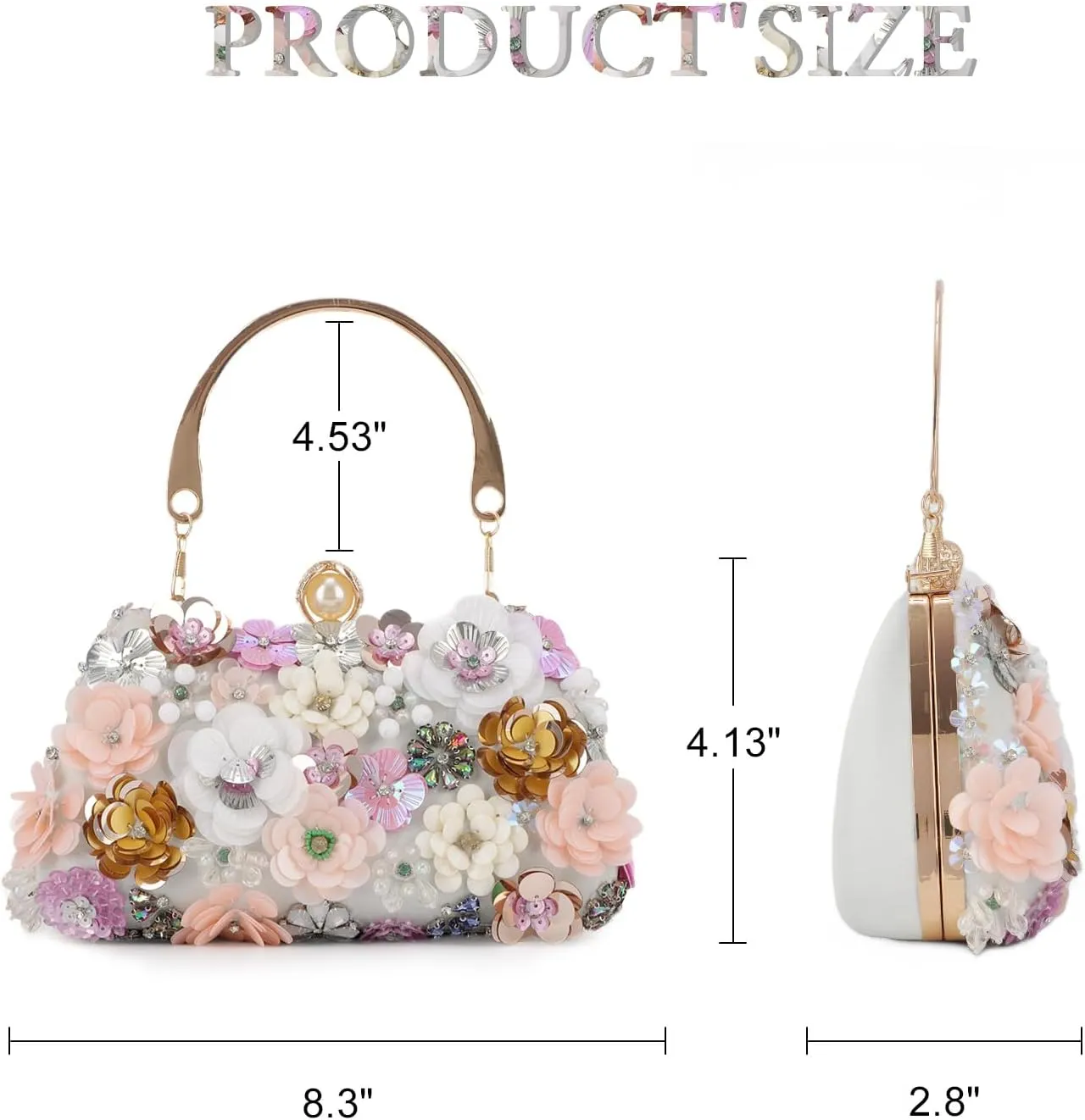 Fecialy Flower Clutch Purse Women 3D Floral Evening Handbags Chain Strap Shoulder Bag for Formal Party Bride Wedding
