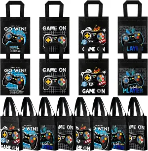Ferraycle 24 Pack Video Game Themed Gift Bags Video Game Party Favors Non Woven Reusable Goody Treat Bags with Handles