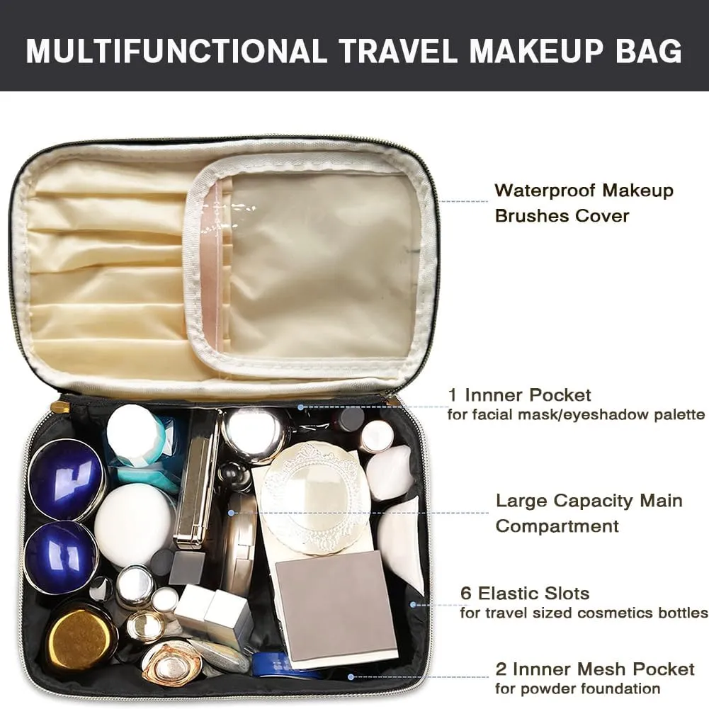 FITINI Travel Sunflower Makeup Bag Cosmetic Bag with Zipper,Large Capacity Waterproof Toiletry Organizer Bag for Women Purse With Handle Zipper Brush Pouch