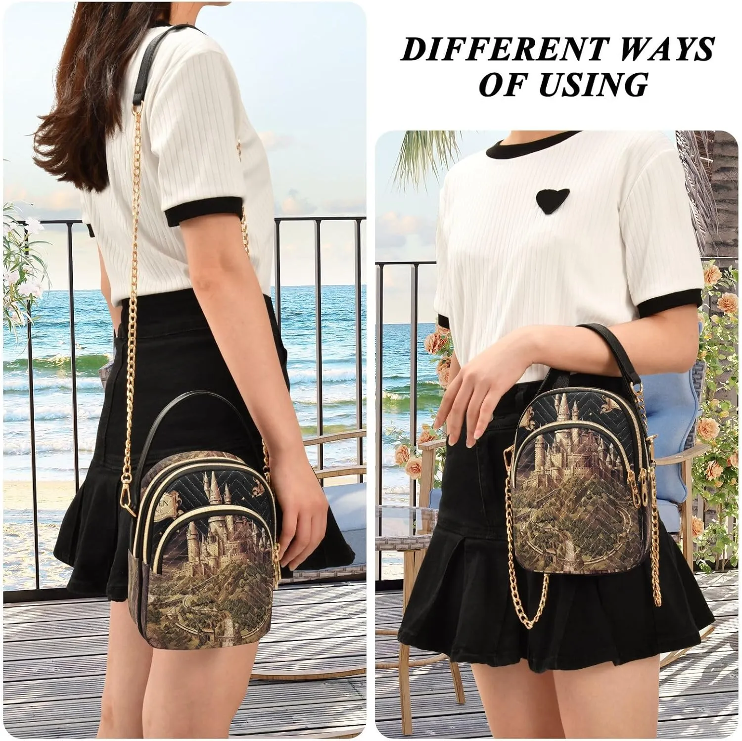 Floral Abstract Geometric Women s Crossbody Handbags, Shoulder Purses for Women Crossbody, Fall Crossbody Purse