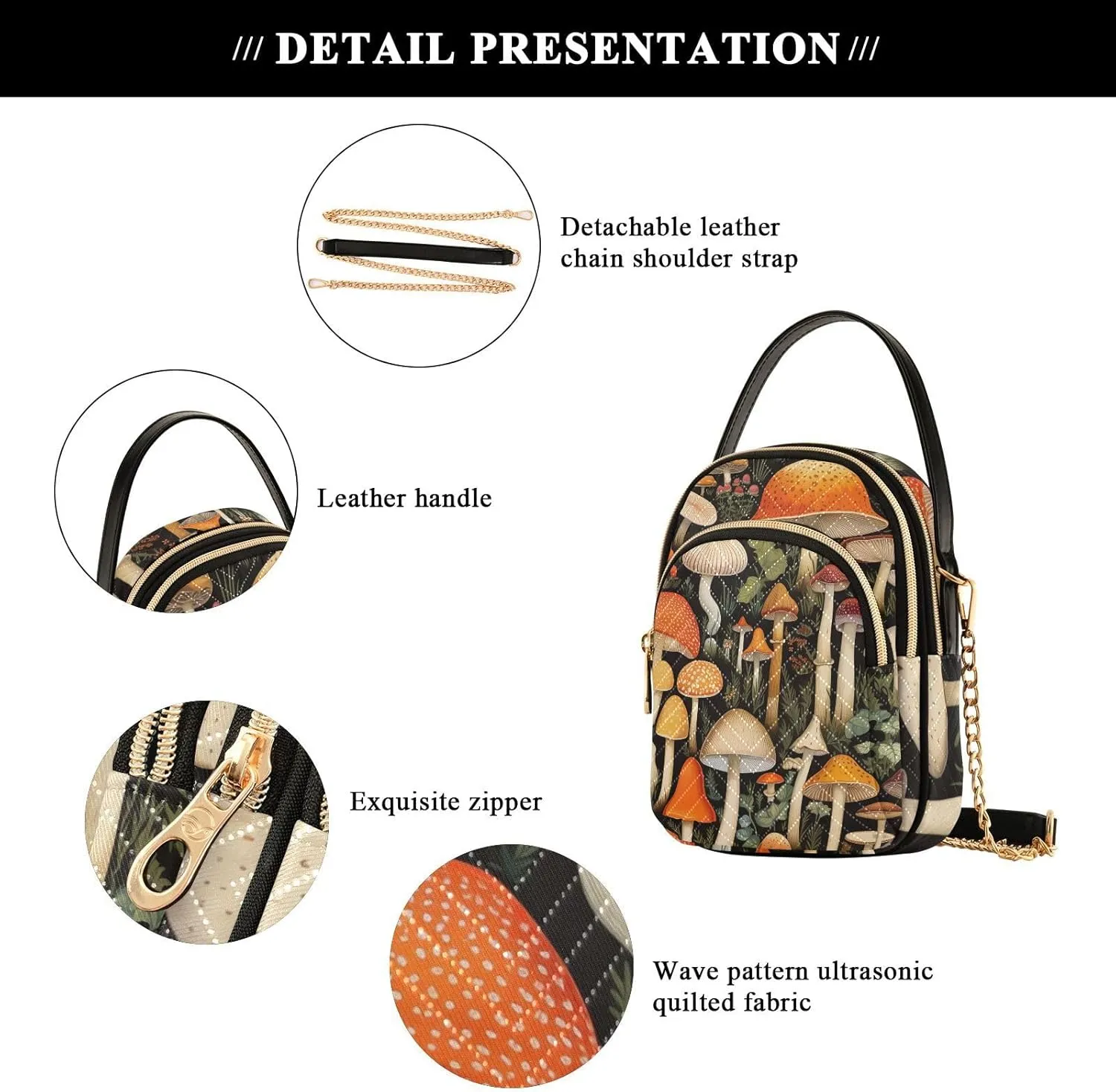 Floral Abstract Geometric Women s Crossbody Handbags, Shoulder Purses for Women Crossbody, Fall Crossbody Purse