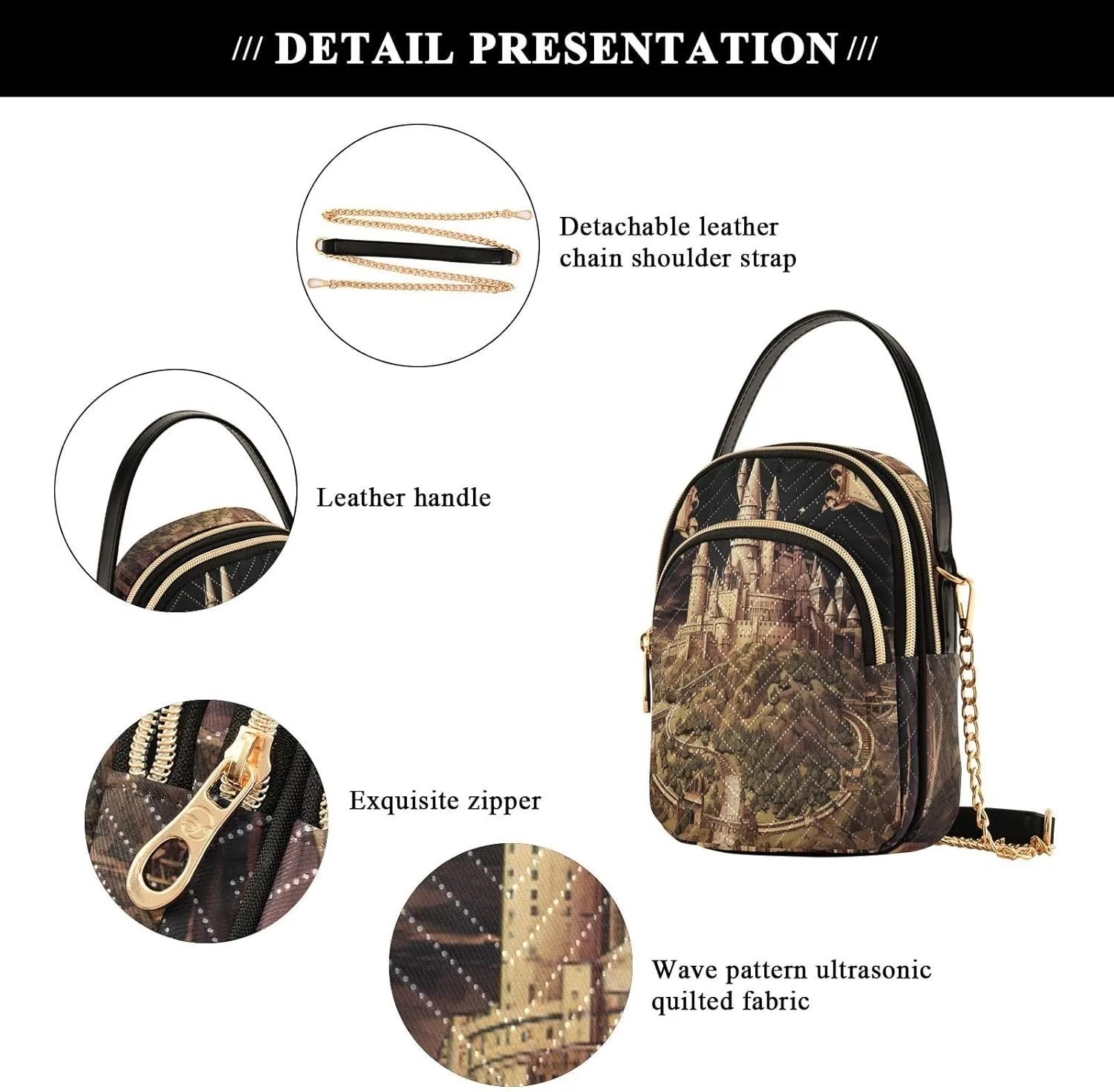 Floral Abstract Geometric Women s Crossbody Handbags, Shoulder Purses for Women Crossbody, Fall Crossbody Purse