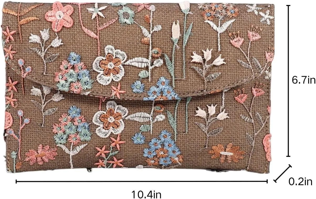 Floral Clutch Purses for Women,Small Summer Embroidery Sequin Evening Bag for Formal Party Wedding