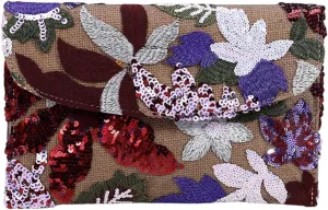 Floral Clutch Purses for Women,Small Summer Embroidery Sequin Evening Bag for Formal Party Wedding