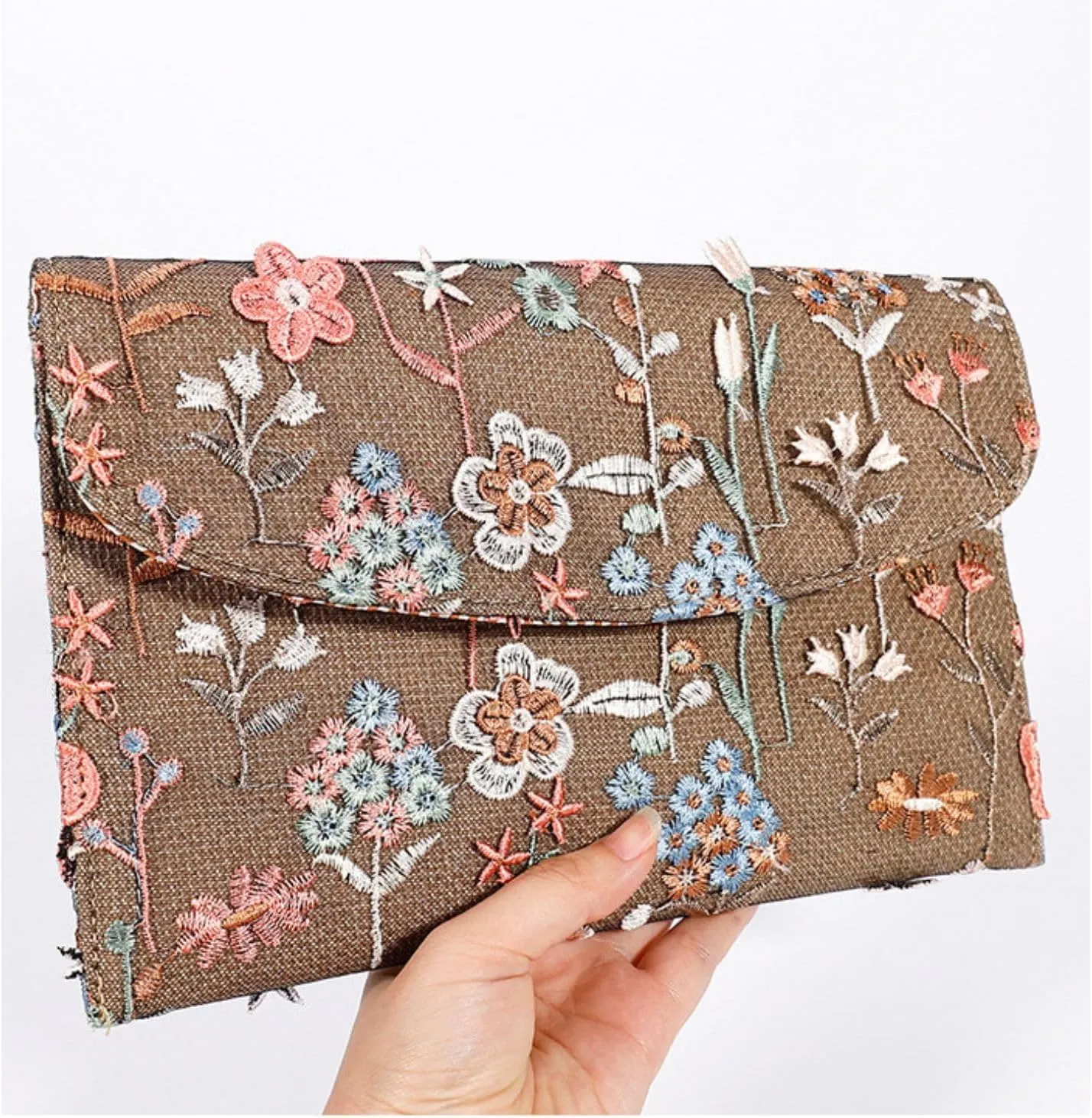 Floral Clutch Purses for Women,Small Summer Embroidery Sequin Evening Bag for Formal Party Wedding