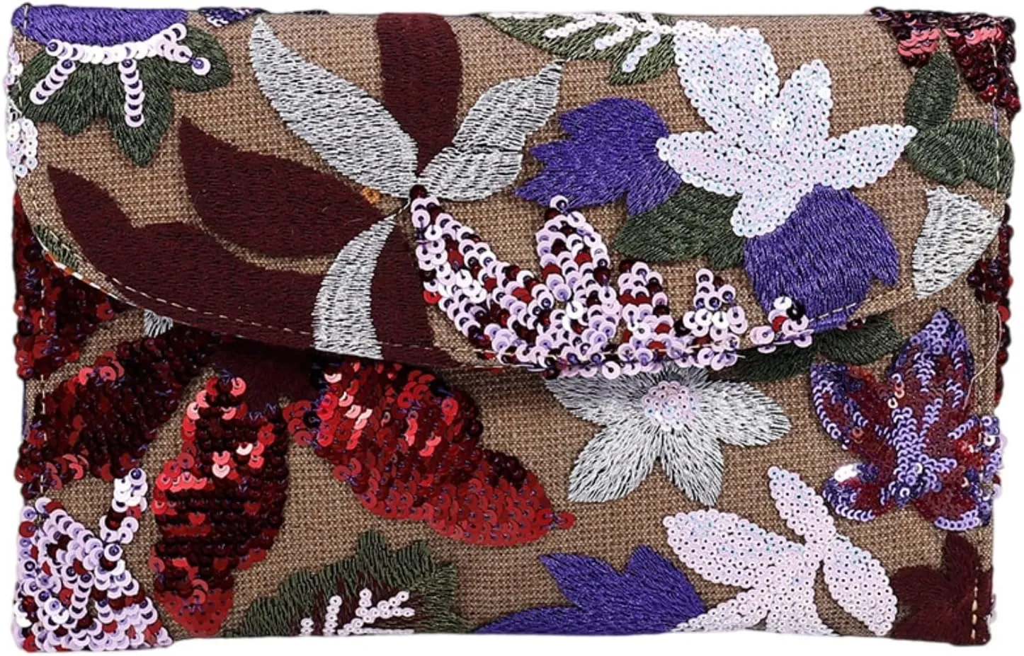 Floral Clutch Purses for Women,Small Summer Embroidery Sequin Evening Bag for Formal Party Wedding