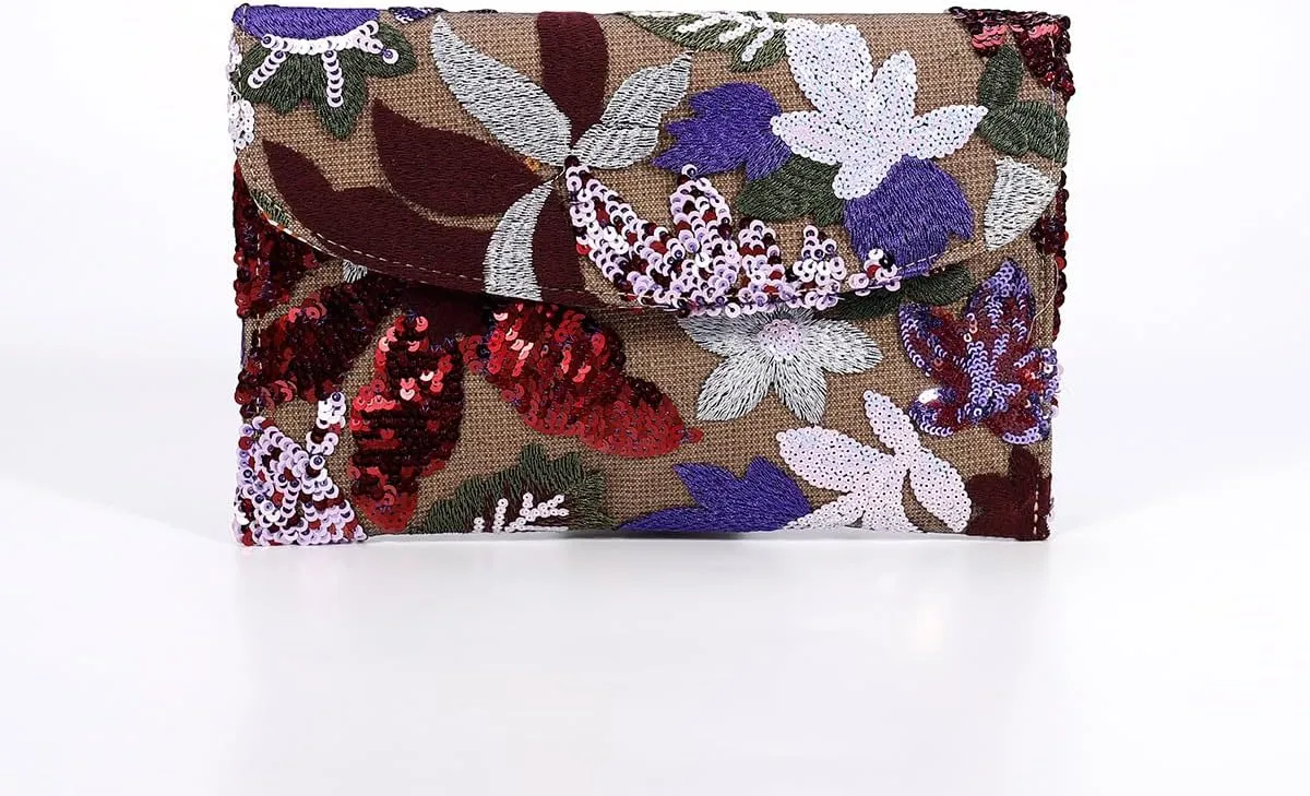 Floral Clutch Purses for Women,Small Summer Embroidery Sequin Evening Bag for Formal Party Wedding