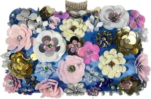 Flower Clutch Purse for Women- Elegant Evening Bag for Wedding Brides & Party, Beaded Formal Wristlet Purses