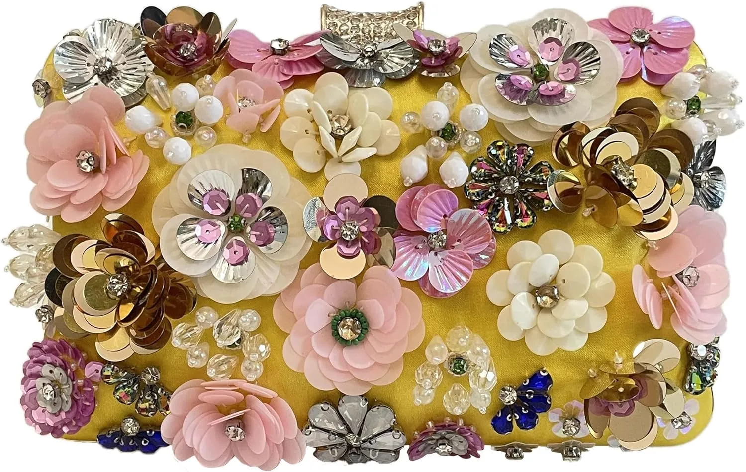 Flower Clutch Purse for Women- Elegant Evening Bag for Wedding Brides & Party, Beaded Formal Wristlet Purses