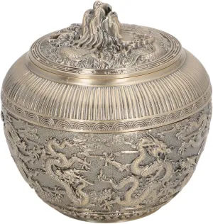 Fockety Tea Canister, Vintage Alloy China Storage, China Dragon Airtight Design Tea Bag Canister, Decorative Loose Tea Storage Container Multipurpose Tea Jar for Kitchen Cabinet