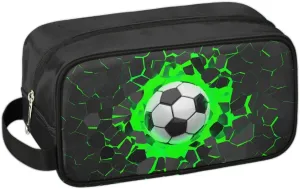 Football Boys Toiletry Bag for Kids Dopp Kit Waterproof Hanging Wash Bag Cosmetic Bag Medicine Bag for Travel Sports Shower Essential