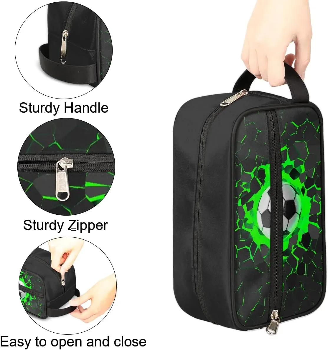 Football Boys Toiletry Bag for Kids Dopp Kit Waterproof Hanging Wash Bag Cosmetic Bag Medicine Bag for Travel Sports Shower Essential