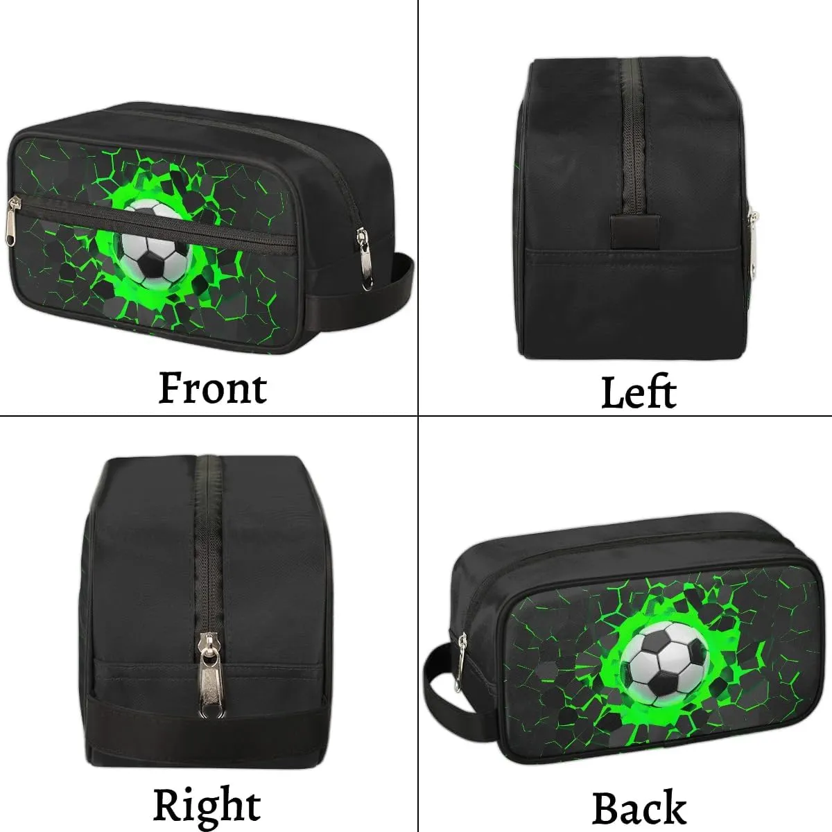 Football Boys Toiletry Bag for Kids Dopp Kit Waterproof Hanging Wash Bag Cosmetic Bag Medicine Bag for Travel Sports Shower Essential