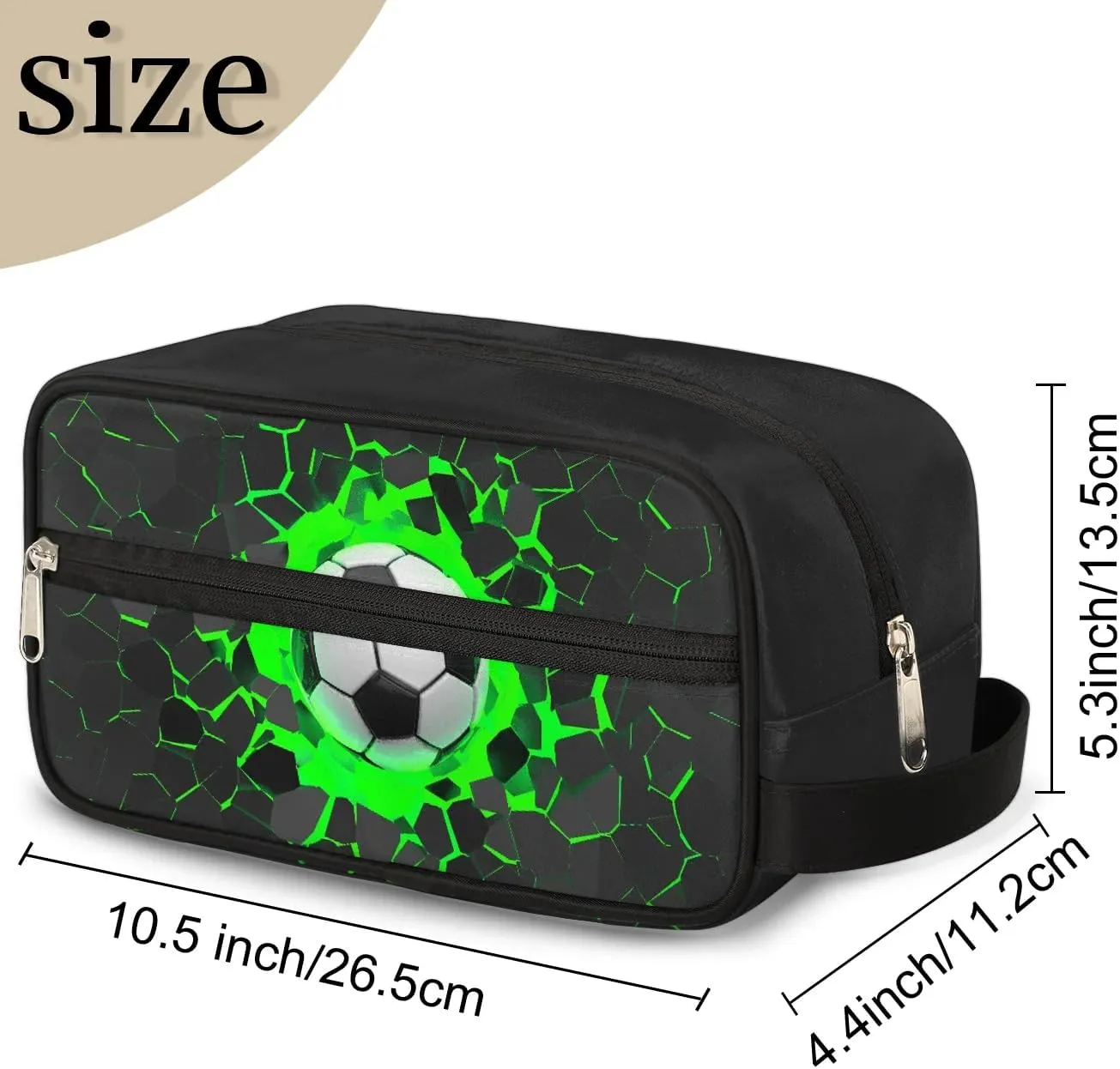 Football Boys Toiletry Bag for Kids Dopp Kit Waterproof Hanging Wash Bag Cosmetic Bag Medicine Bag for Travel Sports Shower Essential