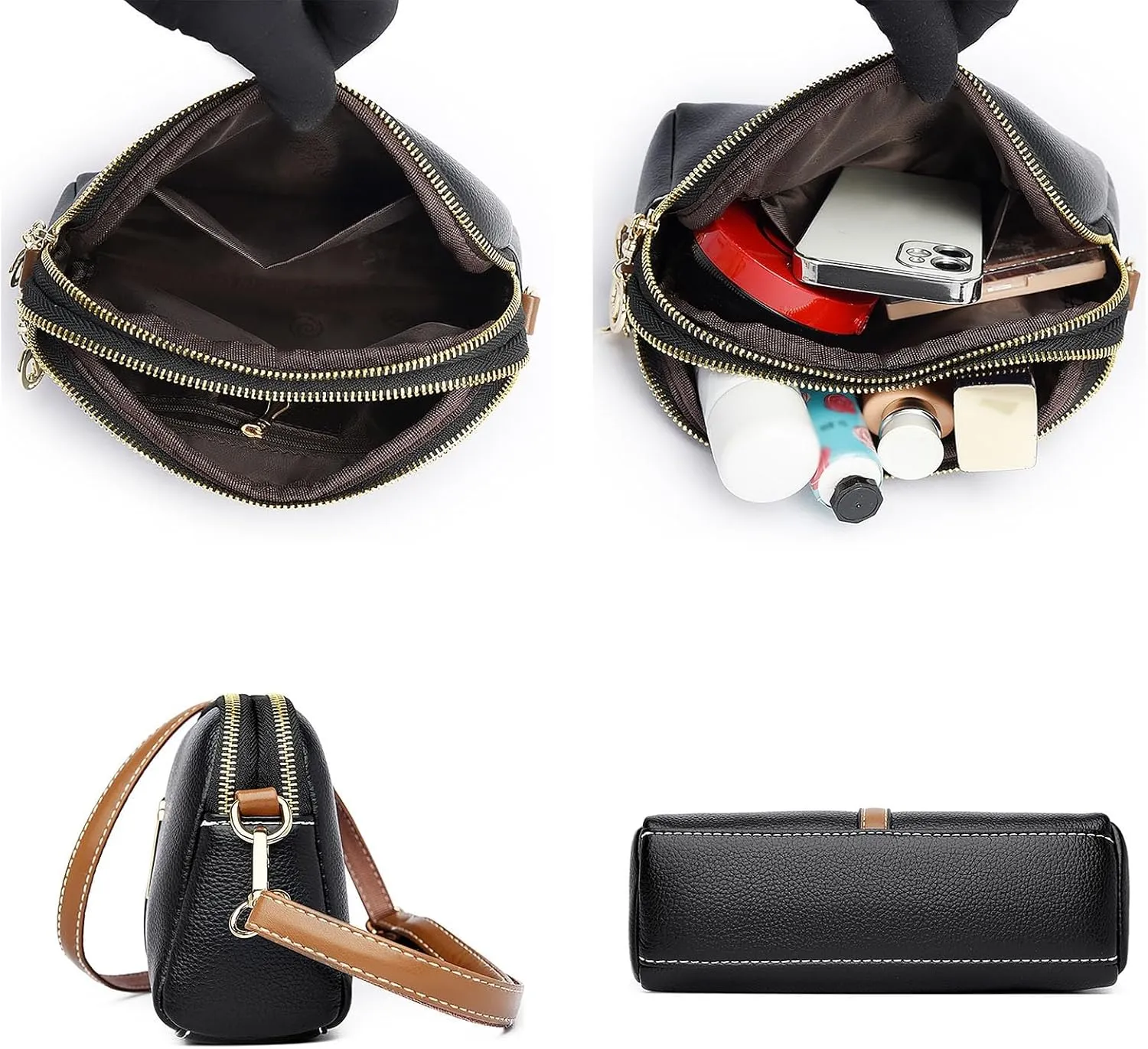 FZVYD Womens Sling Bags Crossbody,Crossbody Purses for Women Casual Adjustable Strap Ladies Shoulder Bag PU Leather Shoulder Bag 2024 Fashion Handbags Black #2
