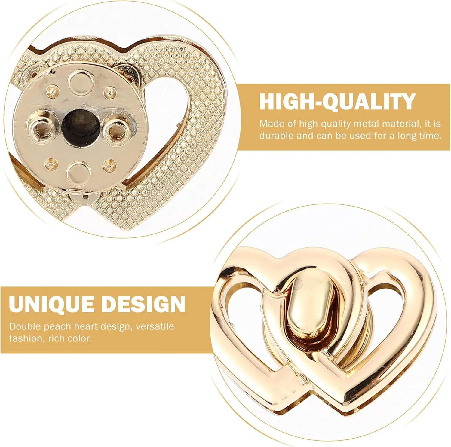 Gadpiparty 4pcs Heart Shape Turn Locks for Handbags Durable Handbag Accessories Easy Install Luggage Lock Buckles for DIY Projects and Gifting