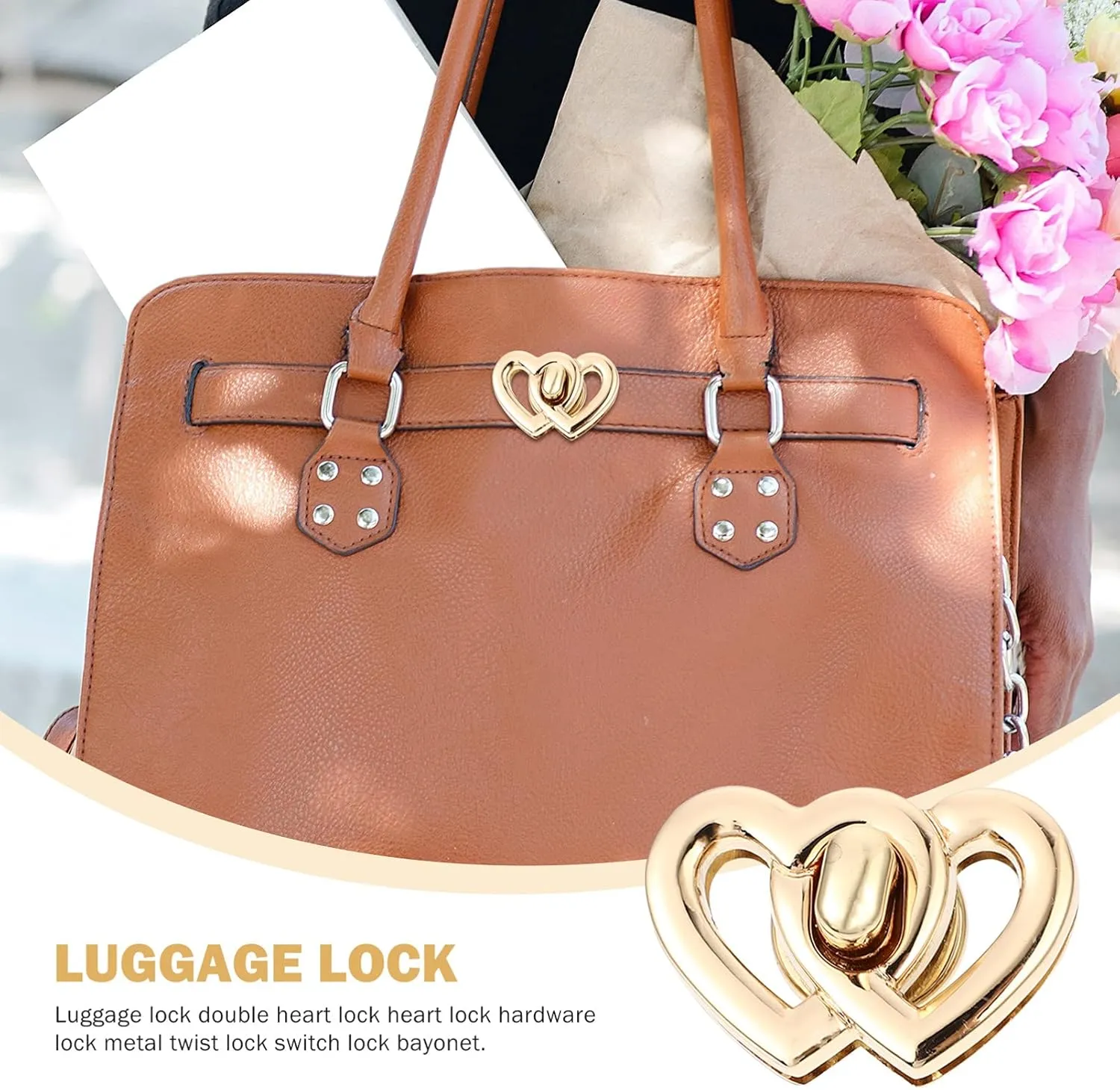 Gadpiparty 4pcs Heart Shape Turn Locks for Handbags Durable Handbag Accessories Easy Install Luggage Lock Buckles for DIY Projects and Gifting