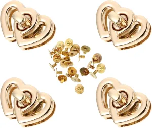 Gadpiparty 4pcs Heart Shape Turn Locks for Handbags Durable Handbag Accessories Easy Install Luggage Lock Buckles for DIY Projects and Gifting