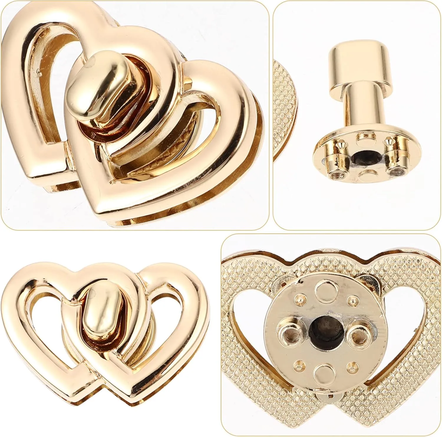 Gadpiparty 4pcs Heart Shape Turn Locks for Handbags Durable Handbag Accessories Easy Install Luggage Lock Buckles for DIY Projects and Gifting