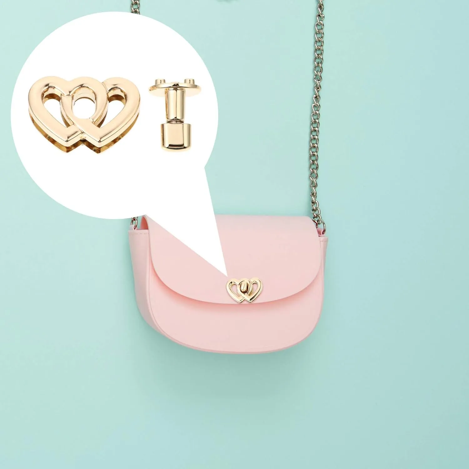 Gadpiparty 4pcs Heart Shape Turn Locks for Handbags Durable Handbag Accessories Easy Install Luggage Lock Buckles for DIY Projects and Gifting