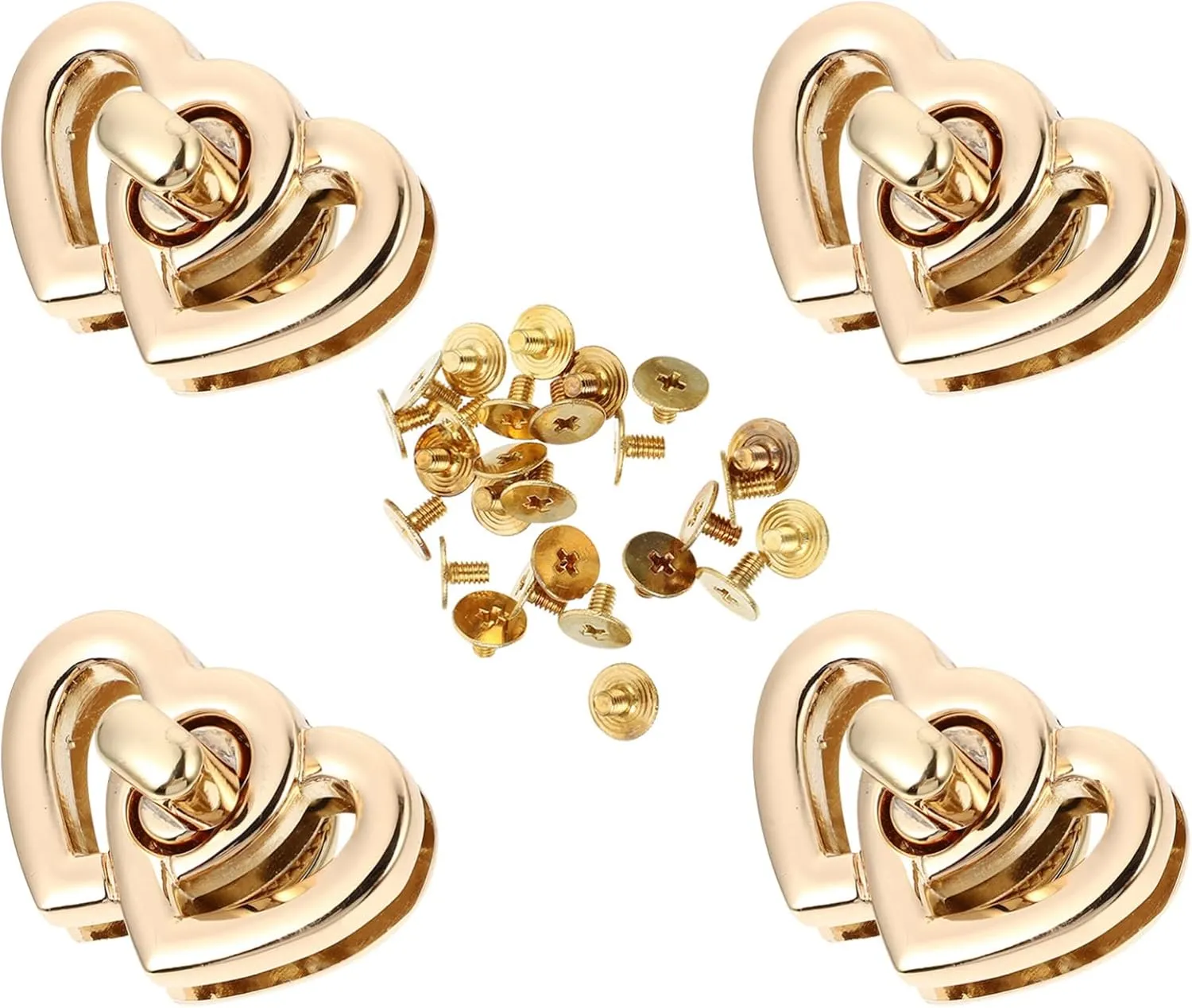 Gadpiparty 4pcs Heart Shape Turn Locks for Handbags Durable Handbag Accessories Easy Install Luggage Lock Buckles for DIY Projects and Gifting