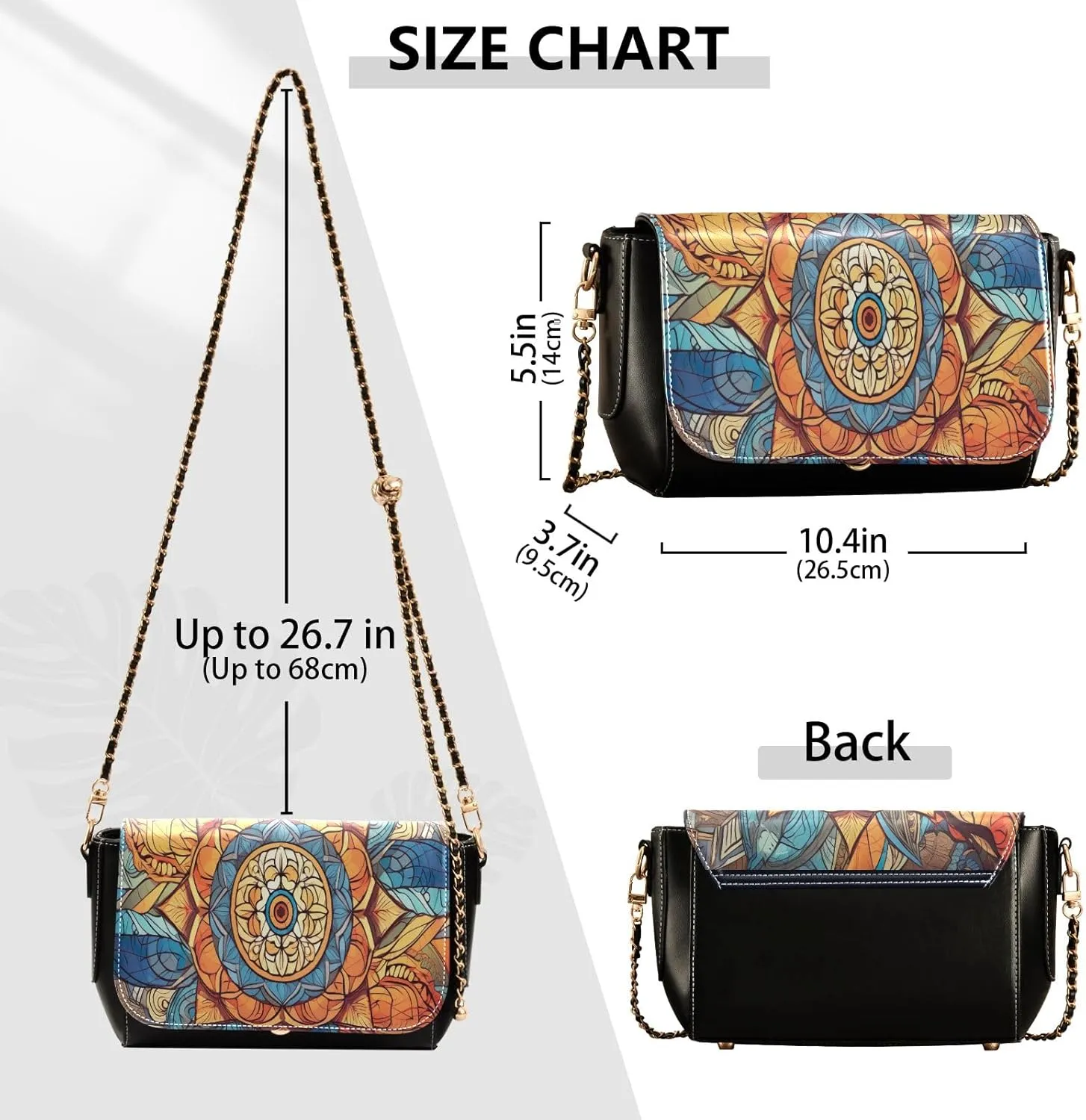 GAIGEO Mandala Tile Mingles with Geometric Leather Women Crossbody Bag, Leather Purses for Women Medium Size