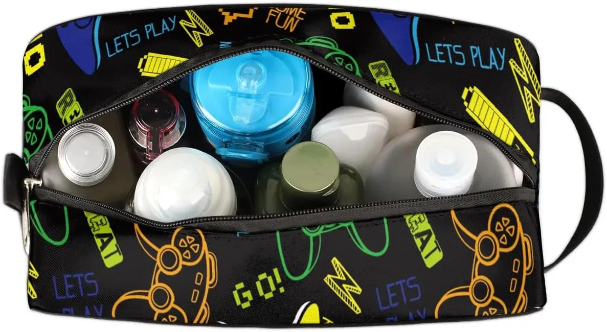Game Boys Toiletry Bag for Kids Dopp Kit Waterproof Hanging Wash Bag Cosmetic Bag Medicine Bag for Travel Sports Shower Essential