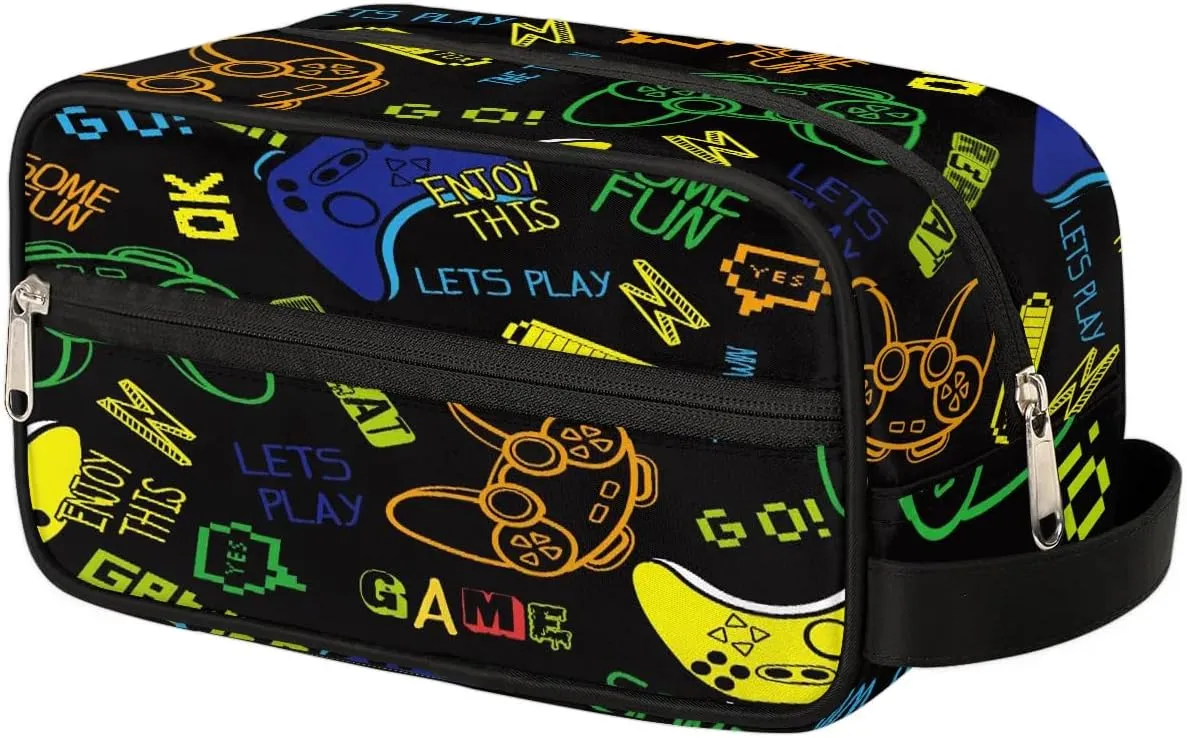 Game Boys Toiletry Bag for Kids Dopp Kit Waterproof Hanging Wash Bag Cosmetic Bag Medicine Bag for Travel Sports Shower Essential