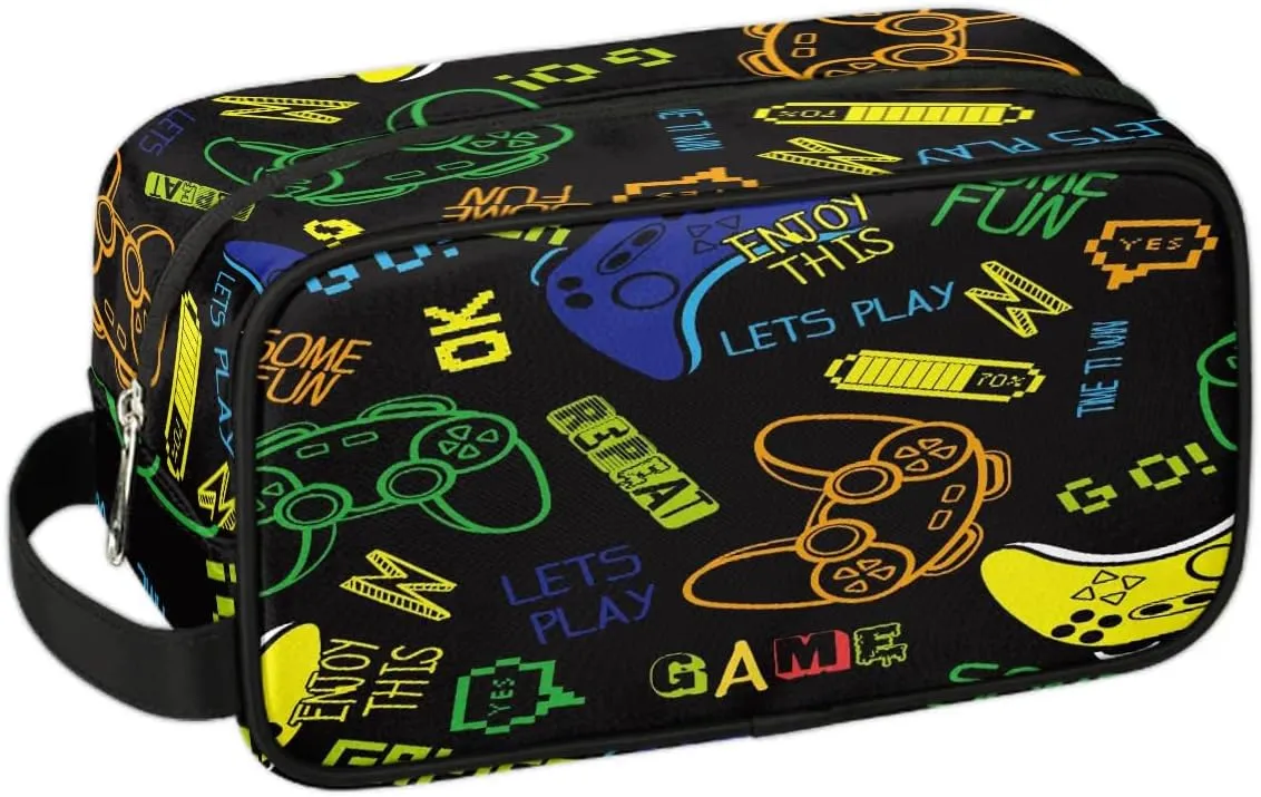 Game Boys Toiletry Bag for Kids Dopp Kit Waterproof Hanging Wash Bag Cosmetic Bag Medicine Bag for Travel Sports Shower Essential