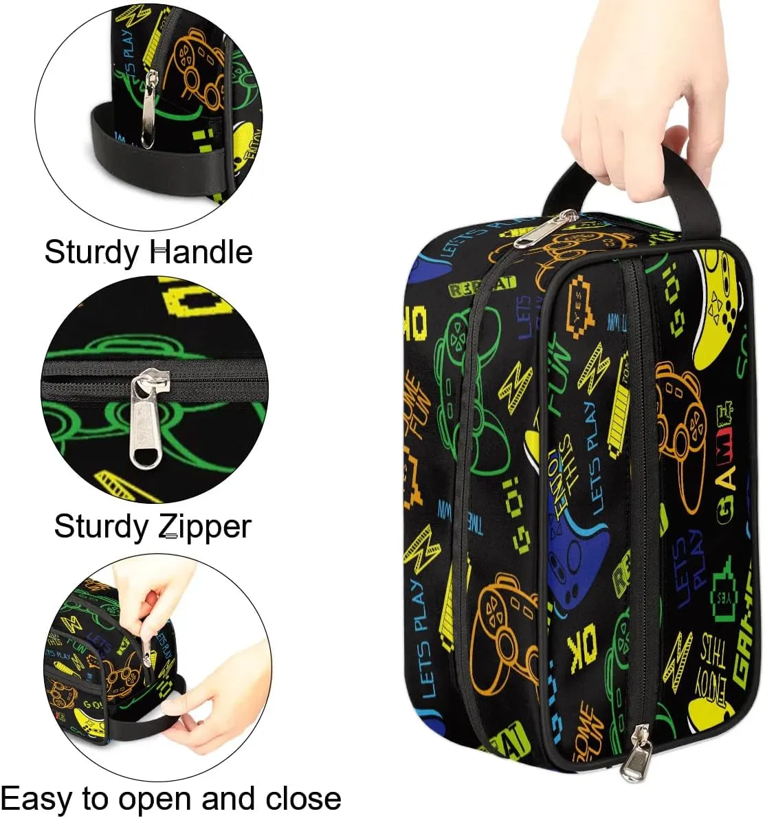 Game Boys Toiletry Bag for Kids Dopp Kit Waterproof Hanging Wash Bag Cosmetic Bag Medicine Bag for Travel Sports Shower Essential