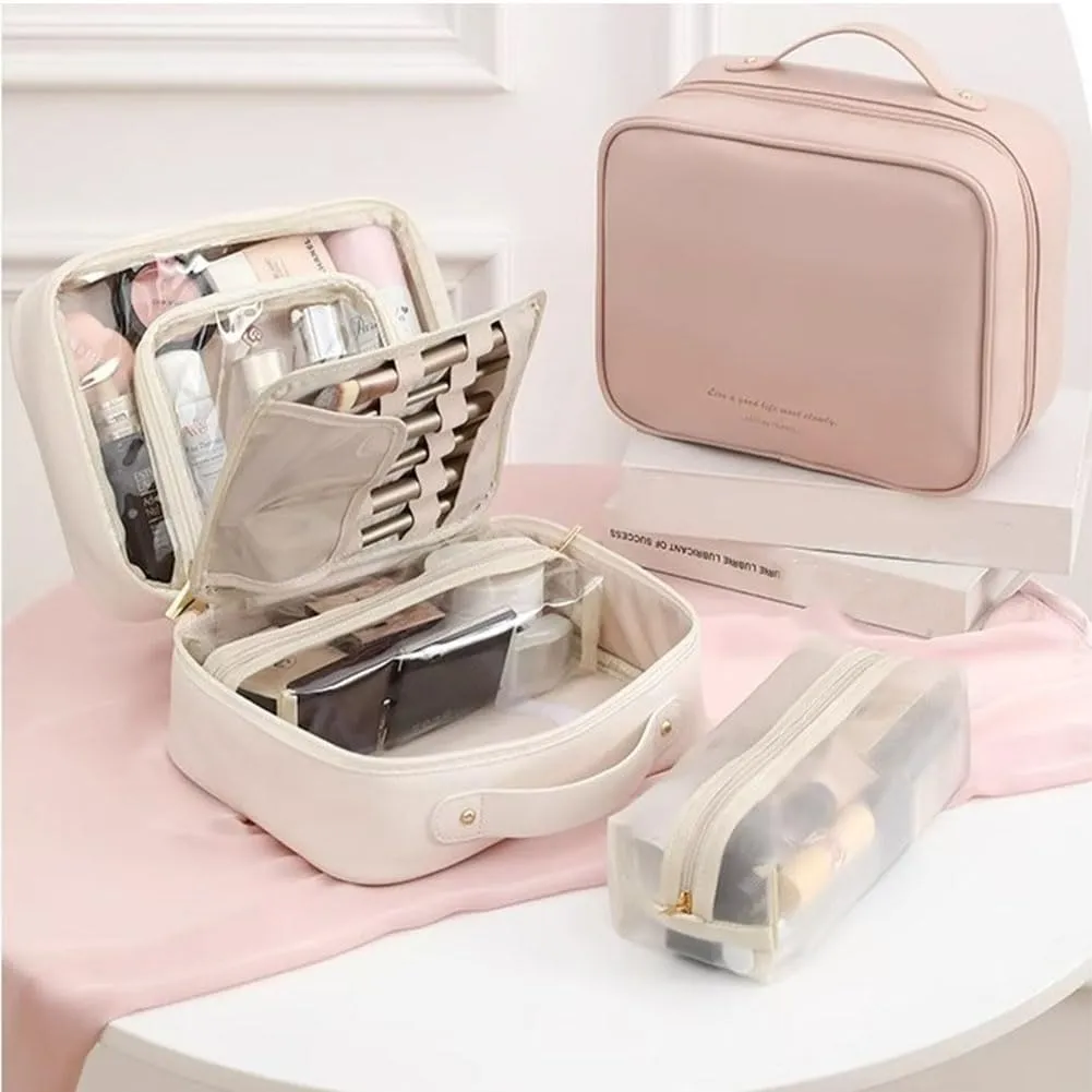 GDSAFS Multi Compartment Toiletry Bag, Multi-Compartment Toiletry Cosmetics Bag, Toiletry Cosmetics Bag Consulbefor for Makeup Travel (2pcs-B)