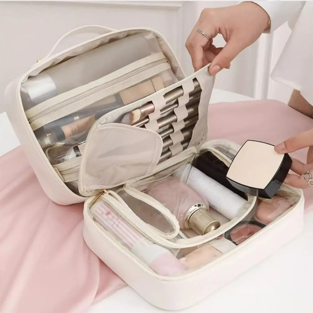 GDSAFS Multi Compartment Toiletry Bag, Multi-Compartment Toiletry Cosmetics Bag, Toiletry Cosmetics Bag Consulbefor for Makeup Travel (2pcs-B)