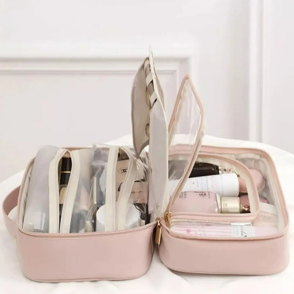 GDSAFS Multi Compartment Toiletry Bag, Multi-Compartment Toiletry Cosmetics Bag, Toiletry Cosmetics Bag Consulbefor for Makeup Travel (2pcs-B)