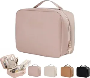 GDSAFS Multi Compartment Toiletry Bag, Multi-Compartment Toiletry Cosmetics Bag, Toiletry Cosmetics Bag Consulbefor for Makeup Travel (Pink)
