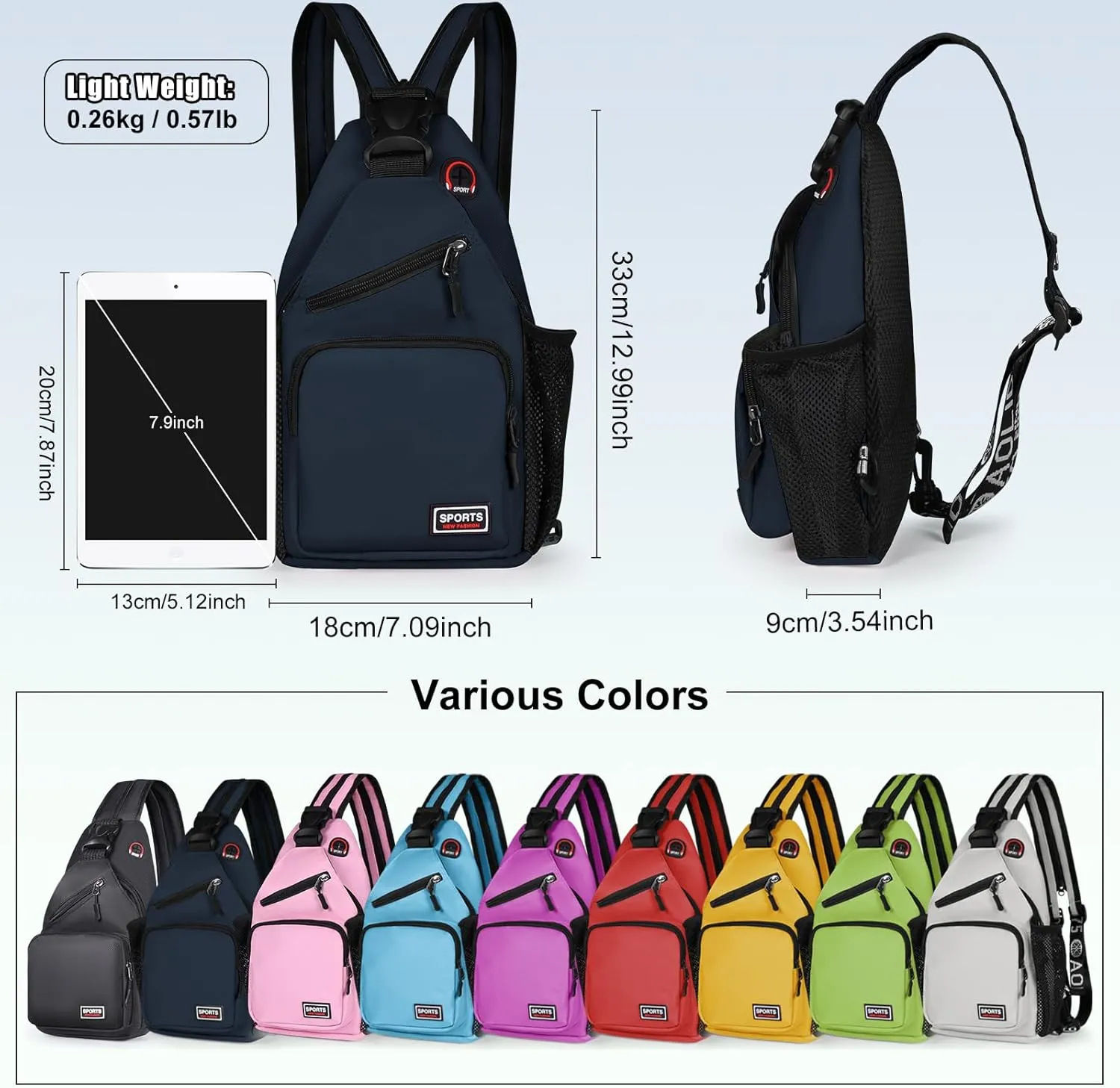 Geestock Crossbody Sling Bag Backpack for Men & Women, Convertible Shoulder Bag Waterproof Chest Bag For Daypack Travel Hiking (Navy Blue)