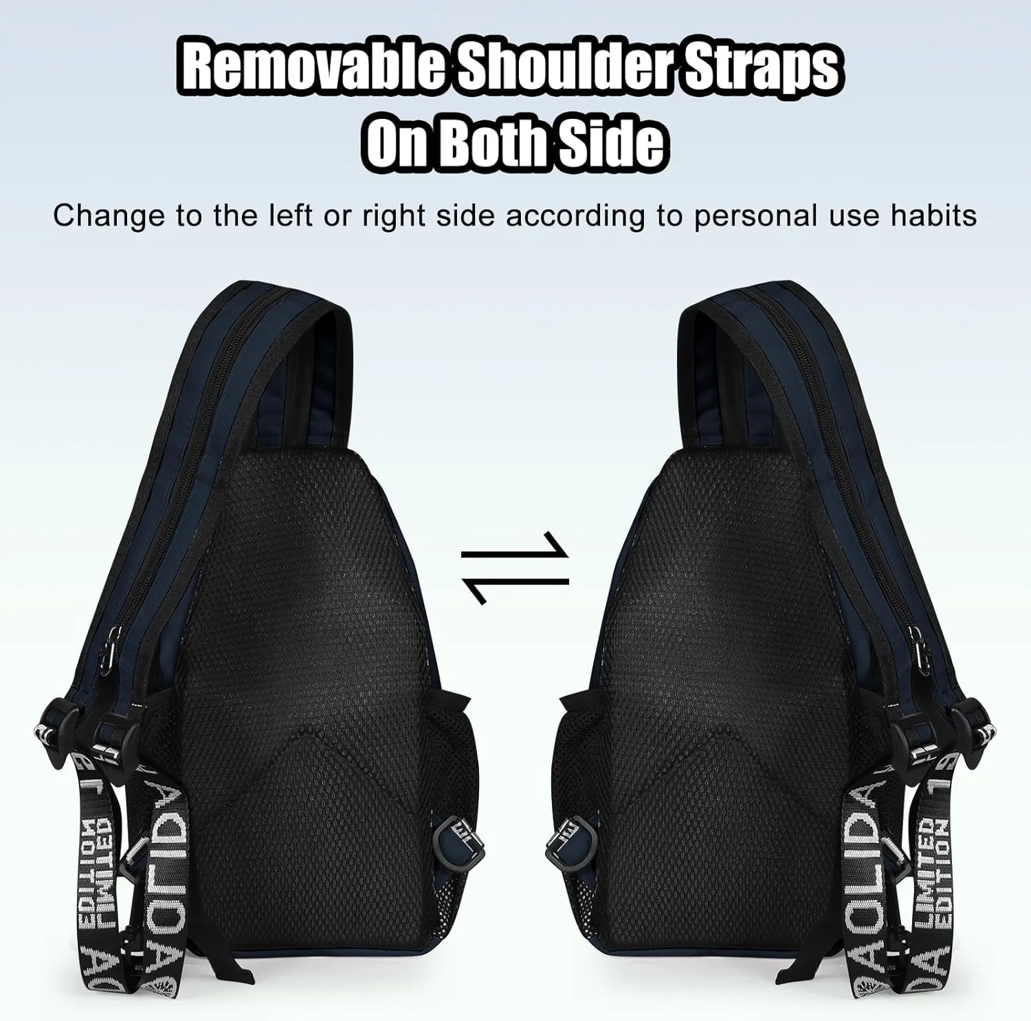 Geestock Crossbody Sling Bag Backpack for Men & Women, Convertible Shoulder Bag Waterproof Chest Bag For Daypack Travel Hiking (Navy Blue)