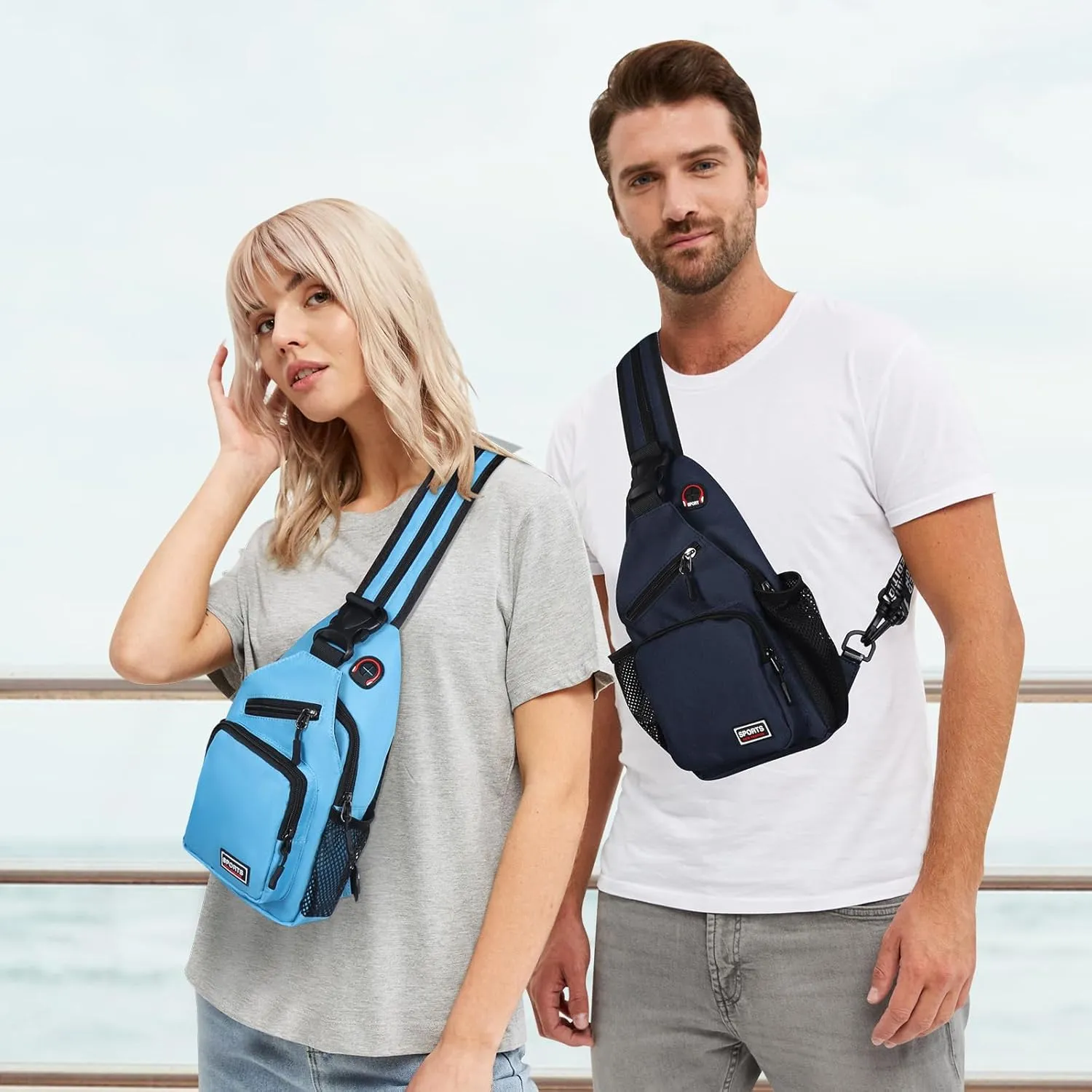 Geestock Crossbody Sling Bag Backpack for Men & Women, Convertible Shoulder Bag Waterproof Chest Bag For Daypack Travel Hiking (Navy Blue)