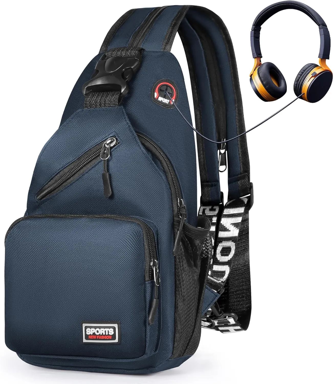 Geestock Crossbody Sling Bag Backpack for Men & Women, Convertible Shoulder Bag Waterproof Chest Bag For Daypack Travel Hiking (Navy Blue)