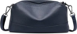 Genuine Leather Crossbody Bags for Women Shoulder Purse Cross Body with Wristlet Top Zipper