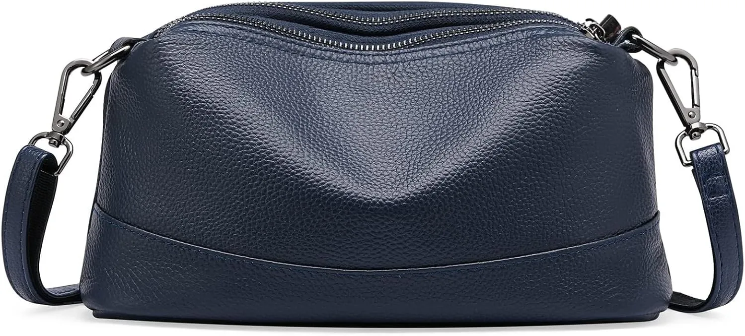 Genuine Leather Crossbody Bags for Women Shoulder Purse Cross Body with Wristlet Top Zipper