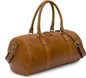 Genuine Leather Gym Bag (TAN)