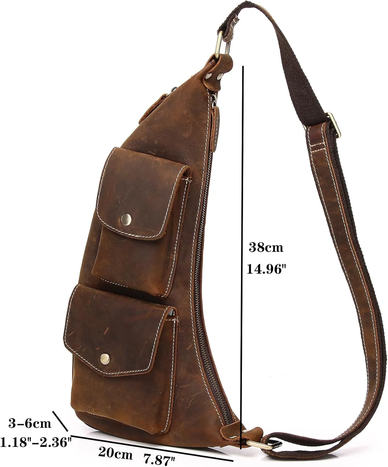 Genuine Leather Sling Bag for Men Women Backpack Chest Shoulder Satchel Crossbody Bags Casual Outdoor Daypack