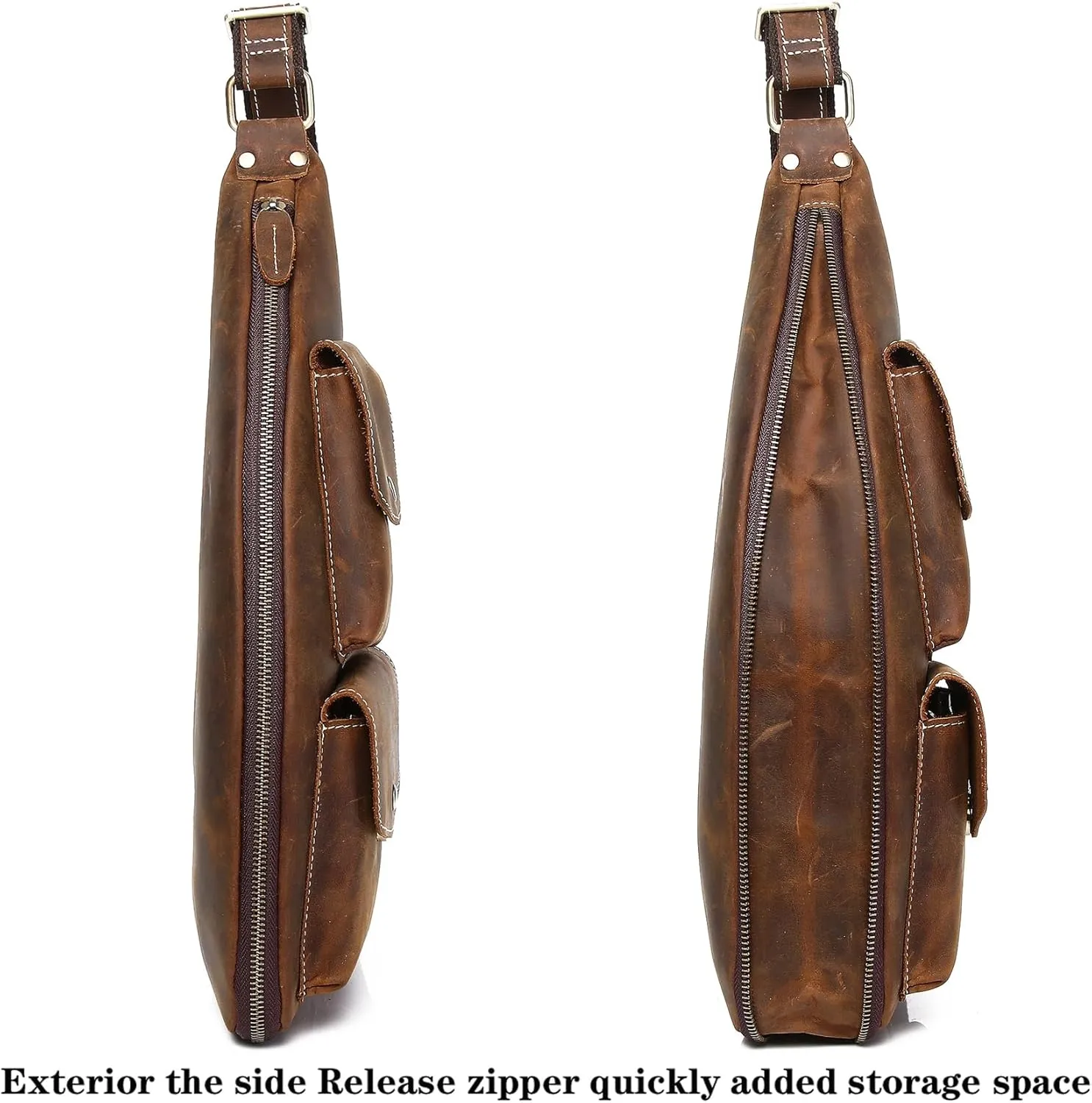 Genuine Leather Sling Bag for Men Women Backpack Chest Shoulder Satchel Crossbody Bags Casual Outdoor Daypack