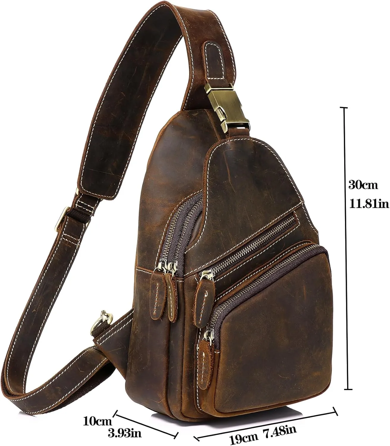 Genuine Leather Sling Bag for Men Women Backpack Chest Shoulder Satchel Crossbody Bags Casual Outdoor Daypack