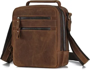 Genuine Leather Small Messenger Bag for Men Vintage Shoulder Crossbody Bags for Work Business Travel