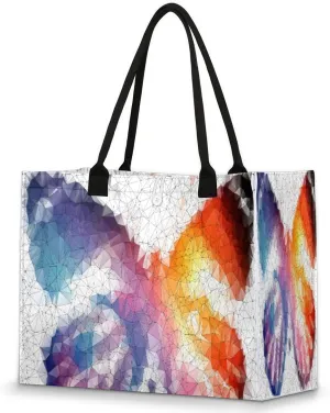 Geometric Colorful Butterfly Tote Bag for Women Large Beach Bag Reusable Grocery Bags Tote Bag for Work Shopping Travel Beach