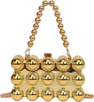 Gets Acrylic Clutch Purses for Women, Gold Evening Bag, Siver Crossbody Purse, Bubble Metallic Handbag Purse for Prom Party